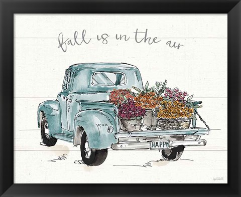 Framed Modern Farmhouse IX Blue Truck Print