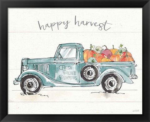 Framed Modern Farmhouse VIII Blue Truck Print