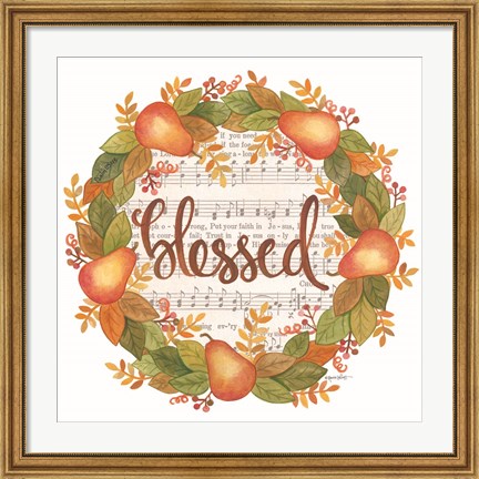 Framed Blessed Wreath Print