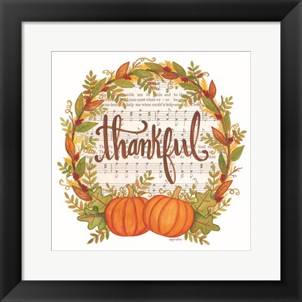 Framed Thankful Wreath Print