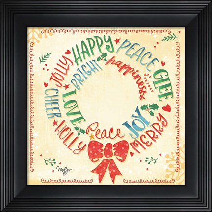 Framed Christmas Wreath Print