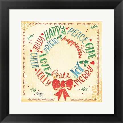 Framed Christmas Wreath Print