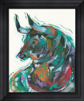 Framed Bull at Blossom Barn Print