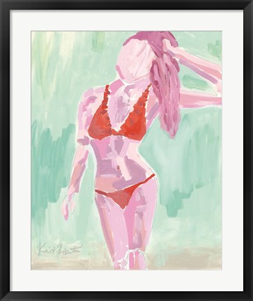 Framed Red Ruffle Bikini Print