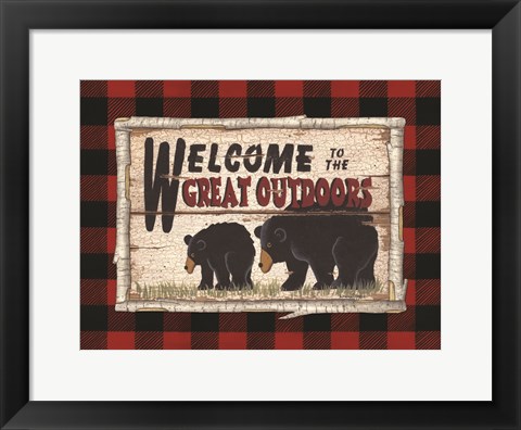 Framed Plaid and Bears Print