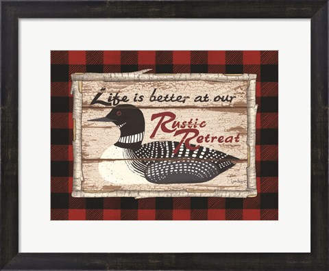 Framed Plaid and Loon Print