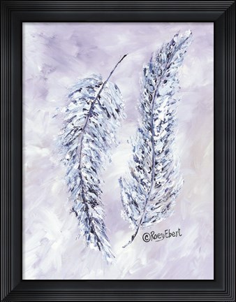 Framed Feathers in Blue Print