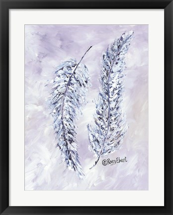 Framed Feathers in Blue Print
