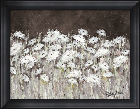 Framed Field of Flowers on a Starry Night Print
