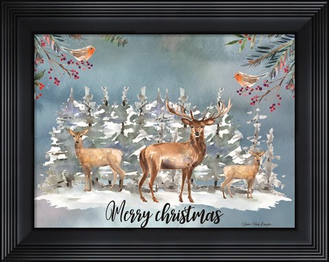 Framed Merry Christmas Deer Print