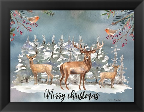 Framed Merry Christmas Deer Print