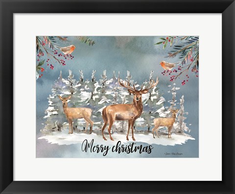 Framed Merry Christmas Deer Print