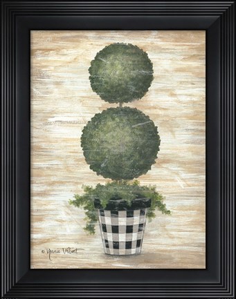 Framed Gingham Topiary Spheres Print
