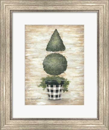 Framed Gingham Topiary Cone Print