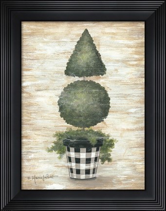 Framed Gingham Topiary Cone Print
