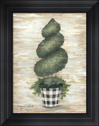 Framed Gingham Topiary Spiral Print