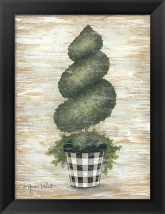 Framed Gingham Topiary Spiral Print