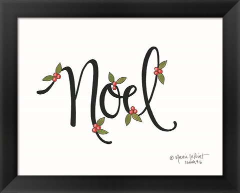 Framed Noel with Berries Print