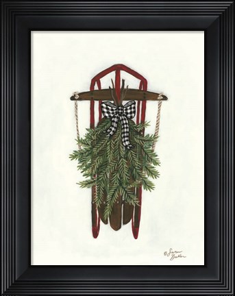 Framed Vintage Winter Sled Print