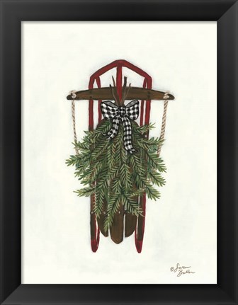 Framed Vintage Winter Sled Print