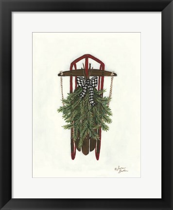 Framed Vintage Winter Sled Print