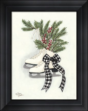 Framed Vintage Winter Ice Skates Print