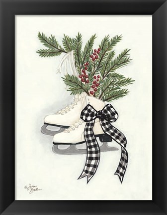 Framed Vintage Winter Ice Skates Print