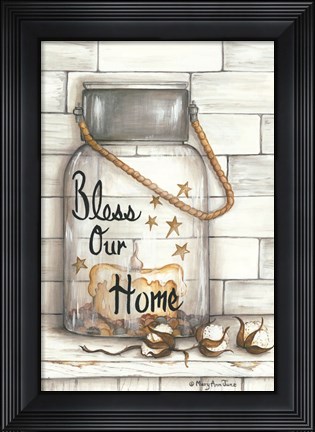 Framed Glass Luminary Bless Our Home Print