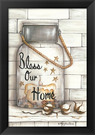 Framed Glass Luminary Bless Our Home Print