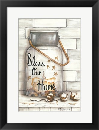 Framed Glass Luminary Bless Our Home Print