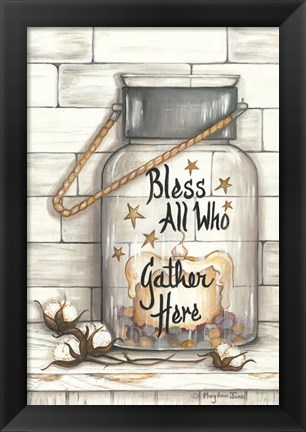 Framed Glass Luminary Bless All Who Gather Print