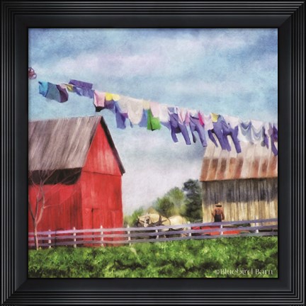 Framed Clothesline Farm Print