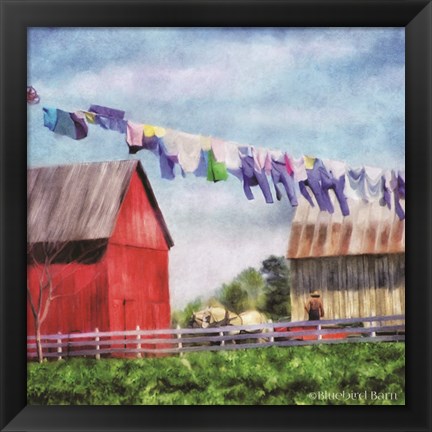 Framed Clothesline Farm Print