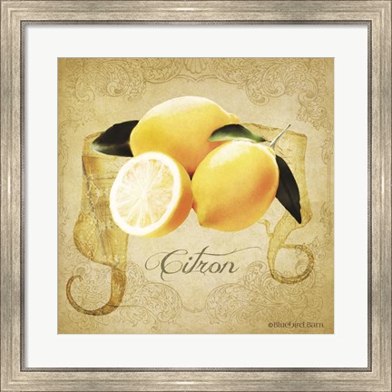 Framed Vintage Lemons Citron Print