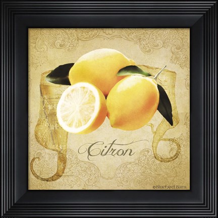 Framed Vintage Lemons Citron Print