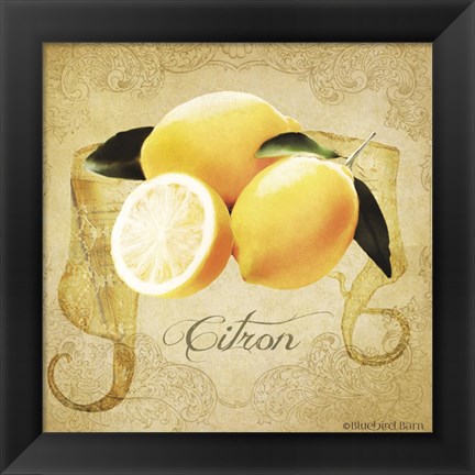 Framed Vintage Lemons Citron Print