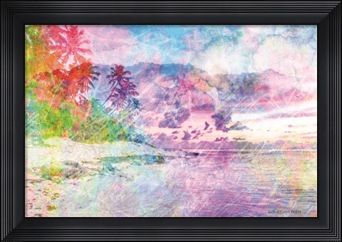 Framed Rainbow Bright Beach Scene Print