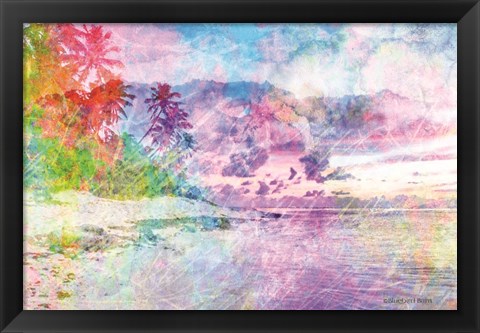 Framed Rainbow Bright Beach Scene Print