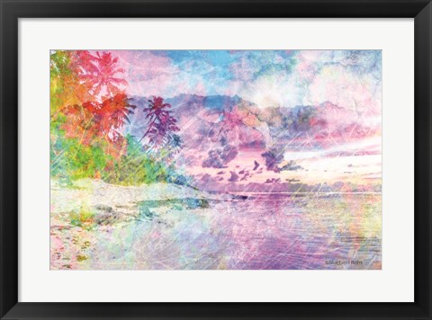 Framed Rainbow Bright Beach Scene Print