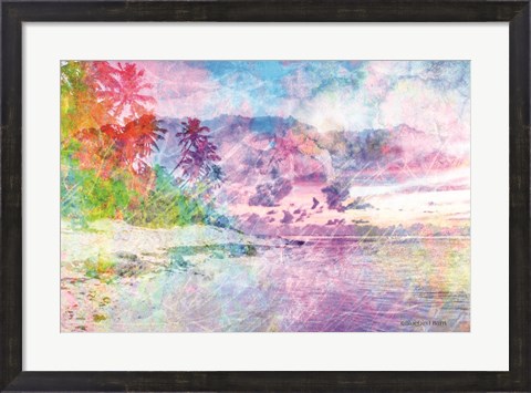 Framed Rainbow Bright Beach Scene Print
