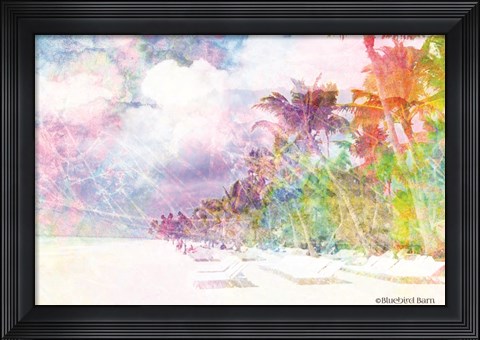 Framed Rainbow Bright Coast and Palms Print