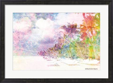 Framed Rainbow Bright Coast and Palms Print