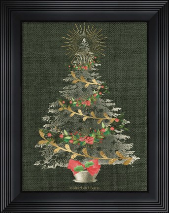 Framed Burlap Christmas Tree Print