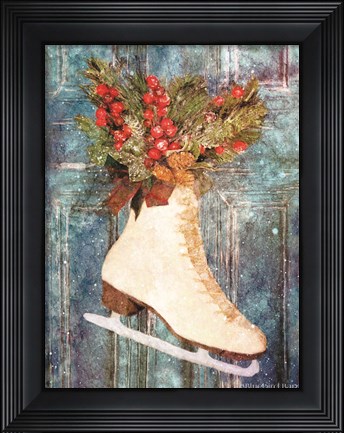 Framed Winter Skate with Floral Spray Print