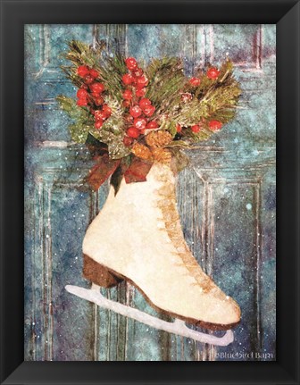 Framed Winter Skate with Floral Spray Print