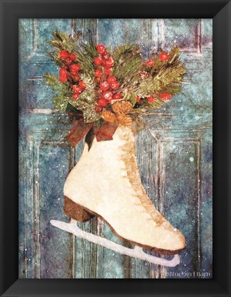 Framed Winter Skate with Floral Spray Print