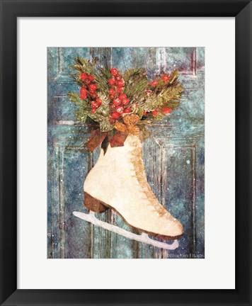 Framed Winter Skate with Floral Spray Print