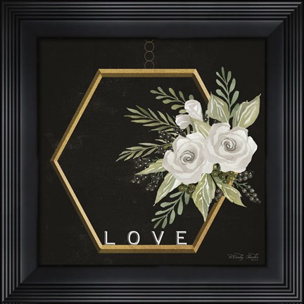 Framed Geometric Hexagon Muted Floral Print