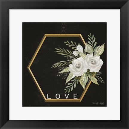 Framed Geometric Hexagon Muted Floral Print