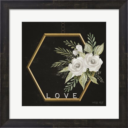 Framed Geometric Hexagon Muted Floral Print